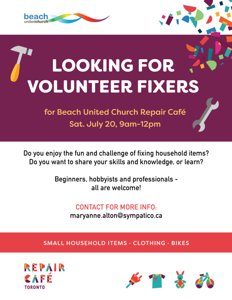 Looking for Volunteer Fixers for our Repair Cafe