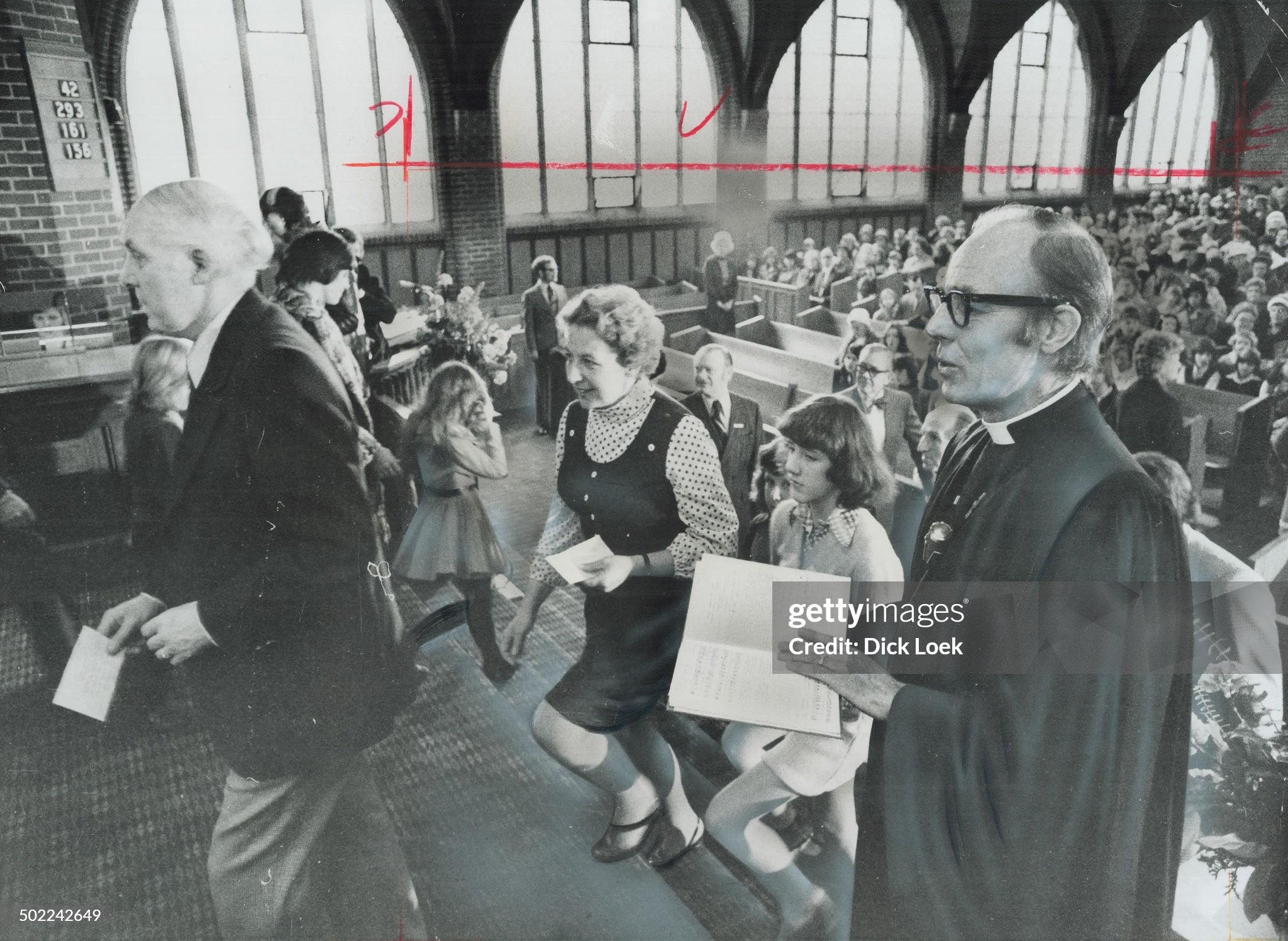 Rev. Ben Hodder; members of his congregation at Kew Beach United Church - 1975
