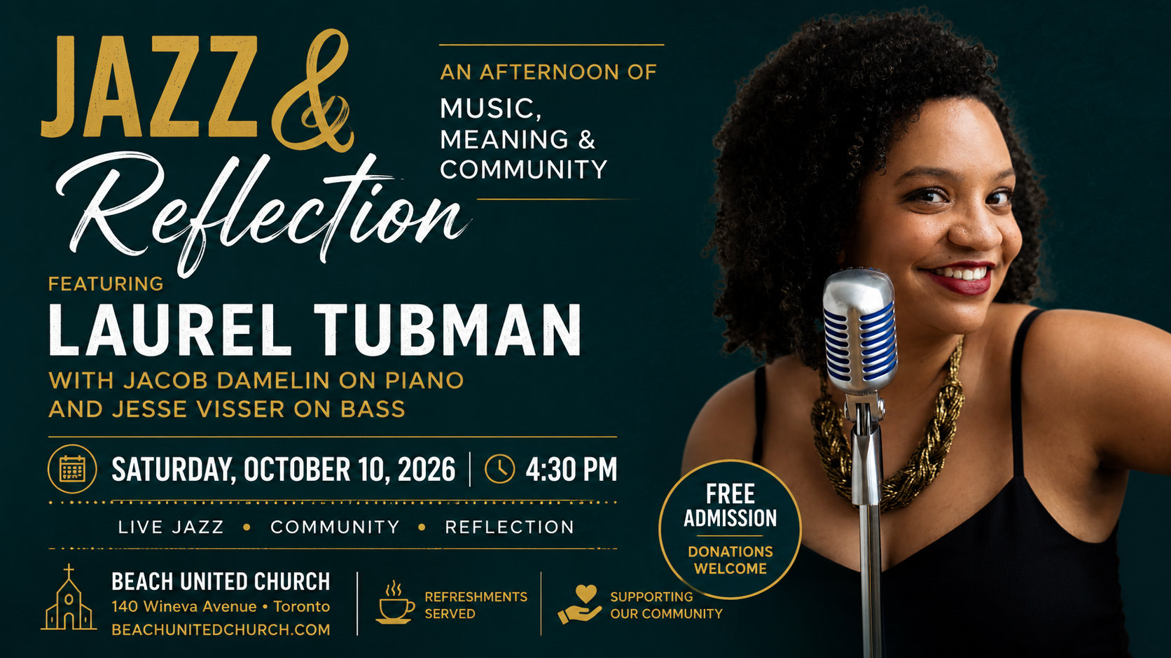 Hold the Date. Laurel Tubman Jazz & Reflections. October 10, 2026.