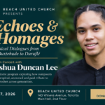 Organist Joshua Duncan Lee, performing Echoes & Homages at Beach United Church on October 17.